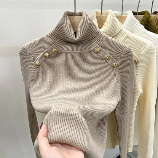 2024 Luxe Turtleneck Cashmere Sweater – Slim Fit Knit for Autumn & Winter