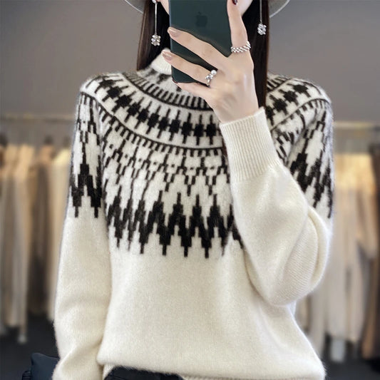 Wool Blend Jacquard Pullover